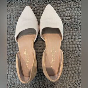 Bettye Muller Beige and Light Brown d’Orsay pointed-toe low-wedge flats